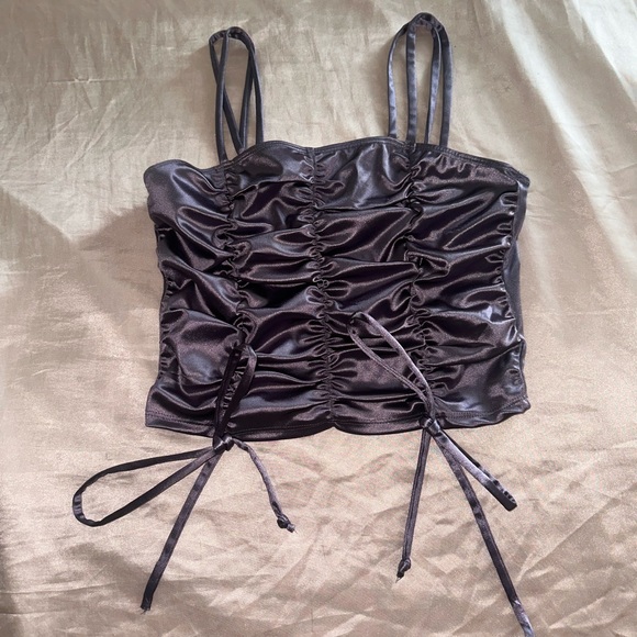 Haley&June/ L new purple satin Y2K crop top size large made in Indonesia - Picture 4 of 4